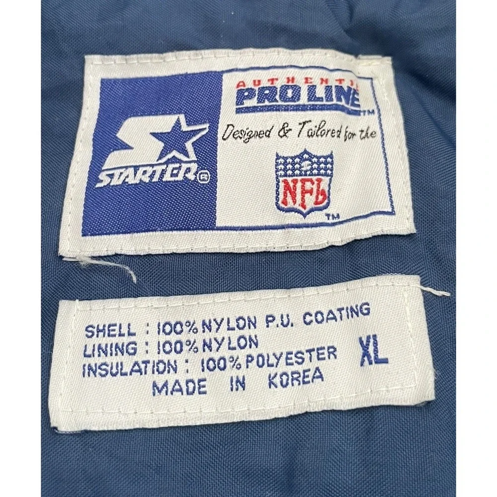 Vintage Starter Dallas Cowboys Hooded Puffer Jacket NFL Pro Line Zip Size‎ XL